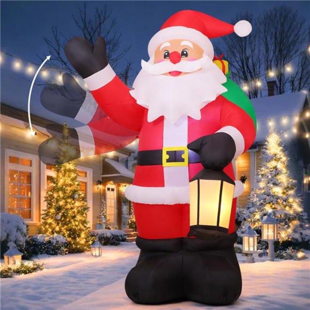 8 FT Tall Christmas Inflatables Outdoor Decorations Blow Up Waving Santa